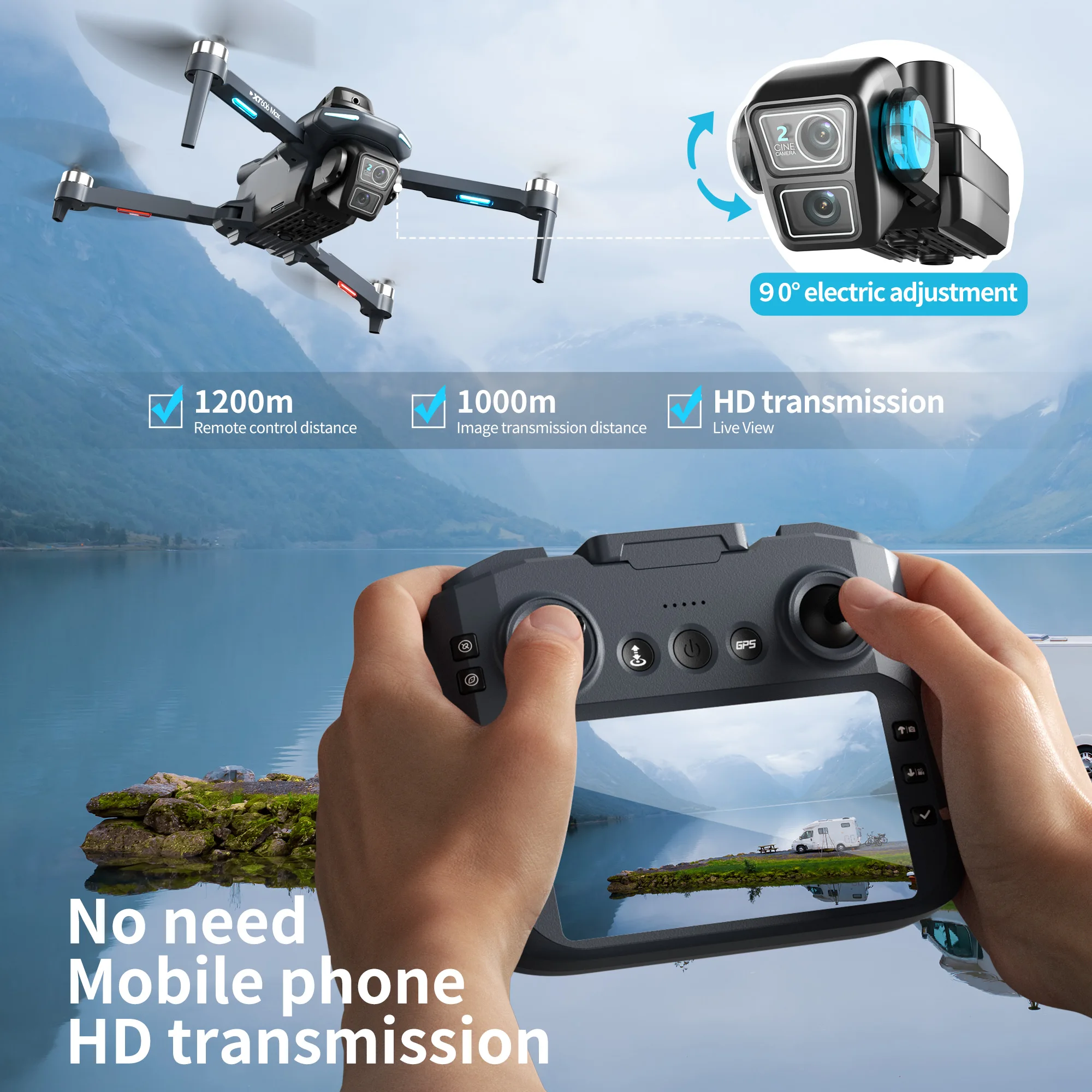 طائرة بدون طيار XT606 MAX مزود - مراجعة Drone Gps Mount وسعره